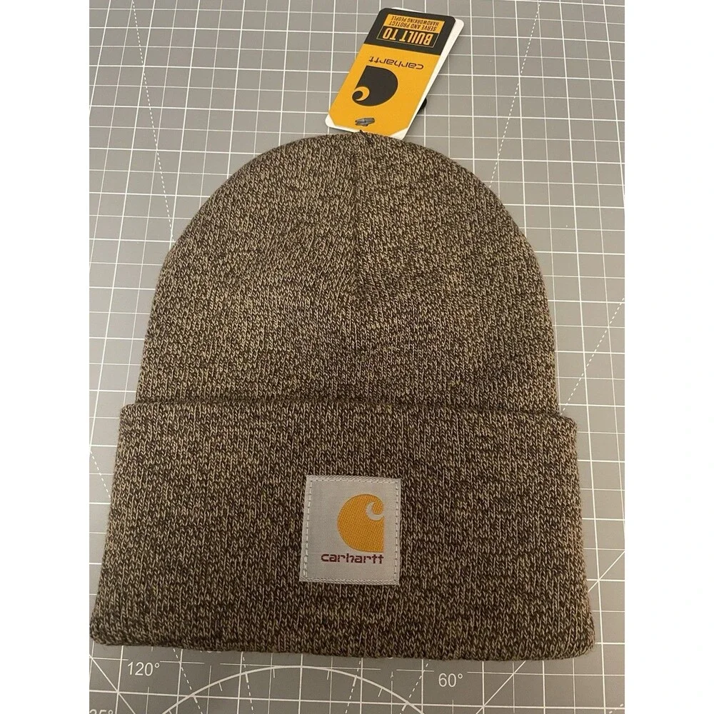 Carhartt Adult One Size Knit Cuffed Beanie Winter Hat Brown Heather New